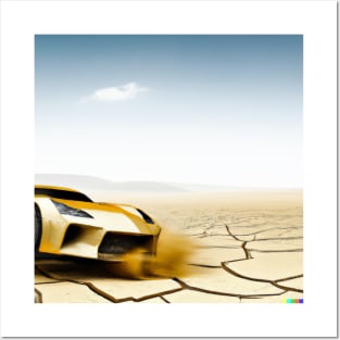 Fast car in the desert Posters and Art